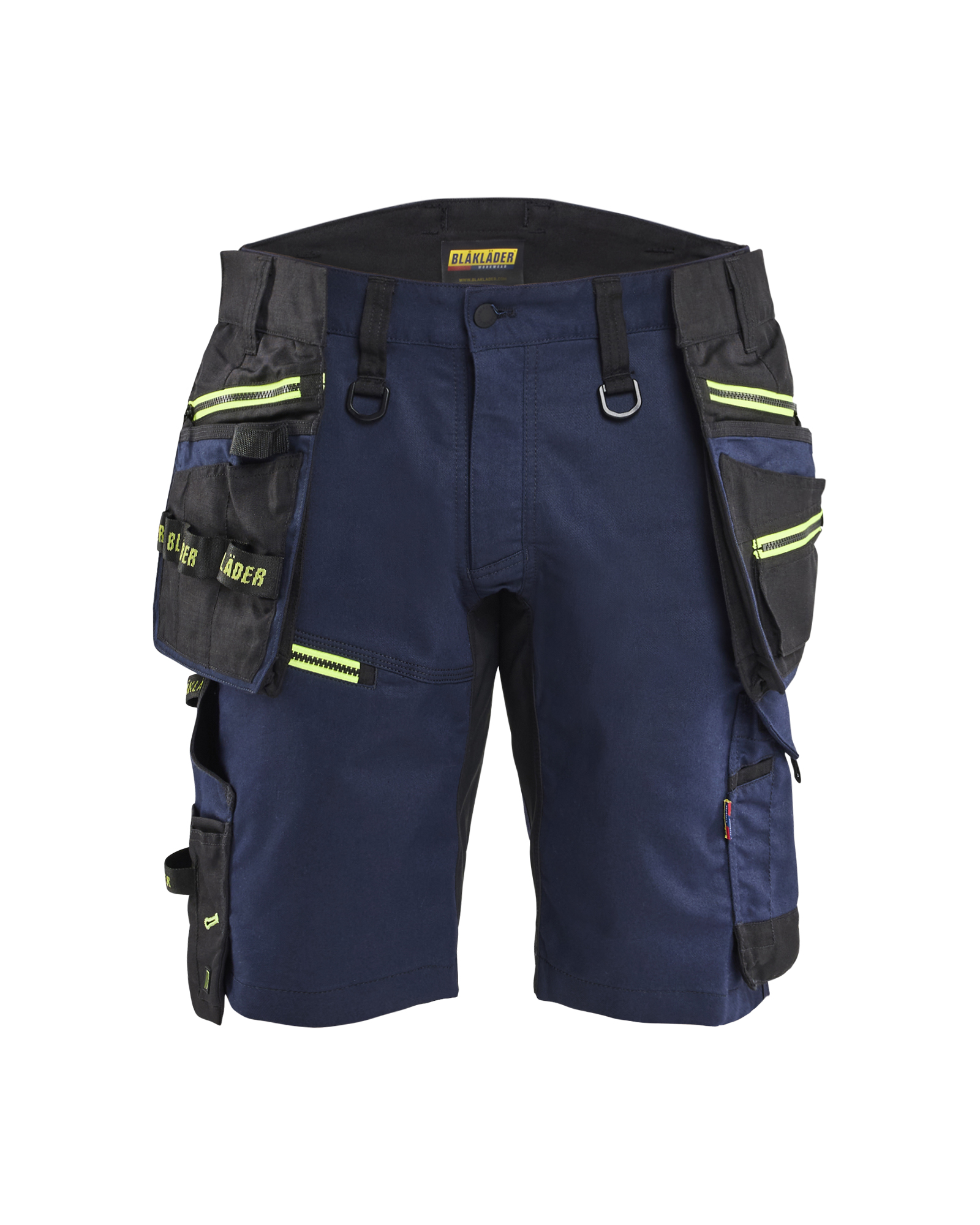 Blåkläder Striker Håndværkershorts med Stretch - Mørk Marineblå/High Vis Gul [8633] / C44