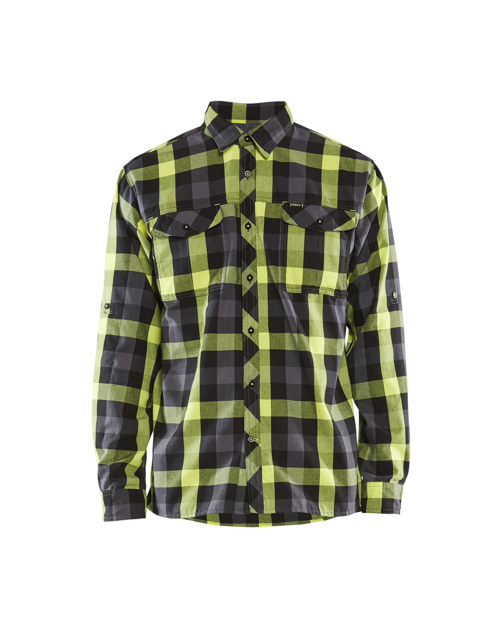 Blåkläder Flannelskjorte - Sort/High Vis Gul [9933] / XS