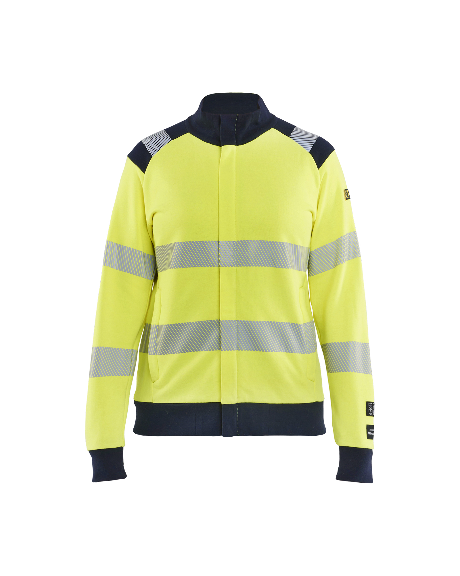 Blåkläder Dame Multinorm Sweatshirt Full Zip Inherent - High Vis Gul/Marineblå [3389] / XS