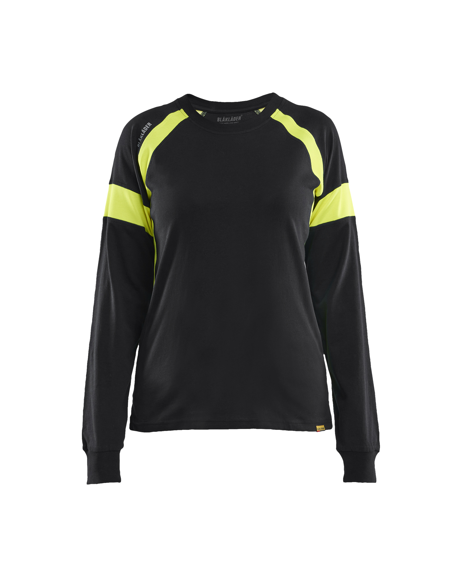 Blåkläder Dame T-Shirt Lang Ærme - Sort/High Vis Gul [9933] / XS