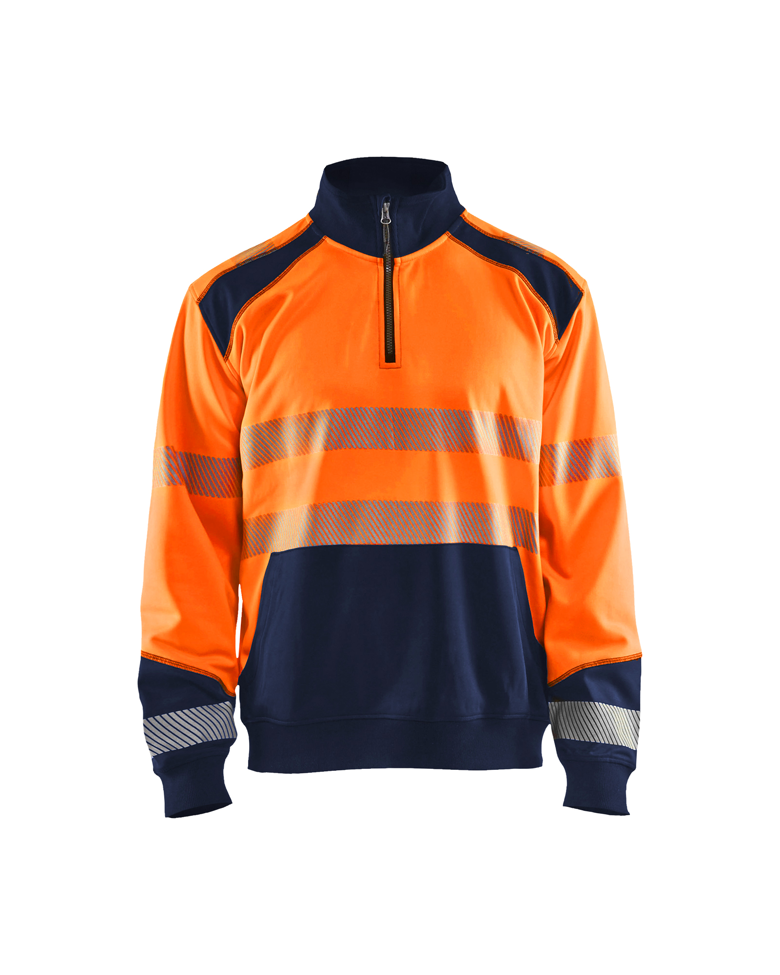 Blåkläder High Vis Sweatshirt half zip - High Vis Orange/Marineblå [5389] / XS