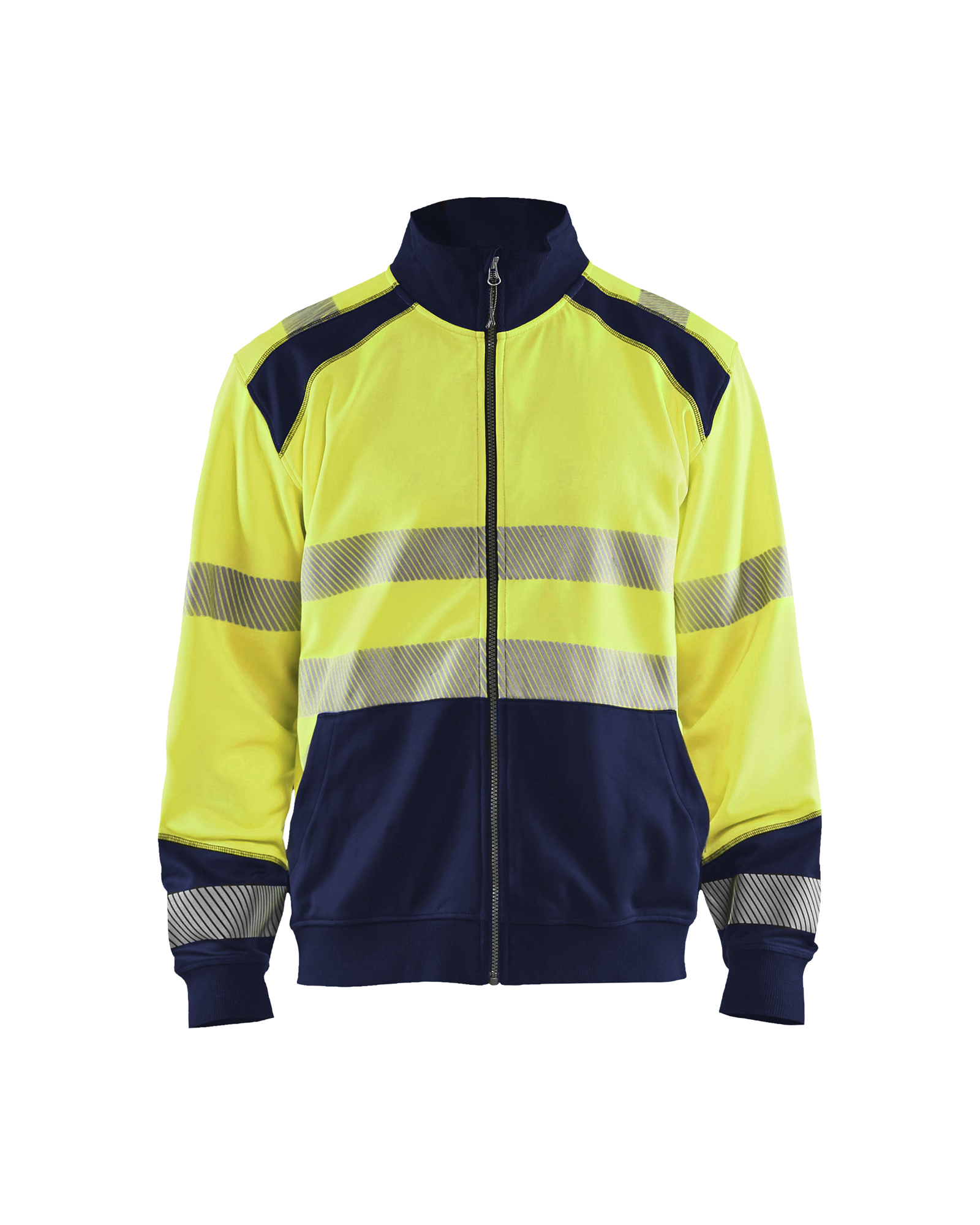 Blåkläder High Vis Sweatshirt full zip - High Vis Gul/Marineblå [3389] / XS