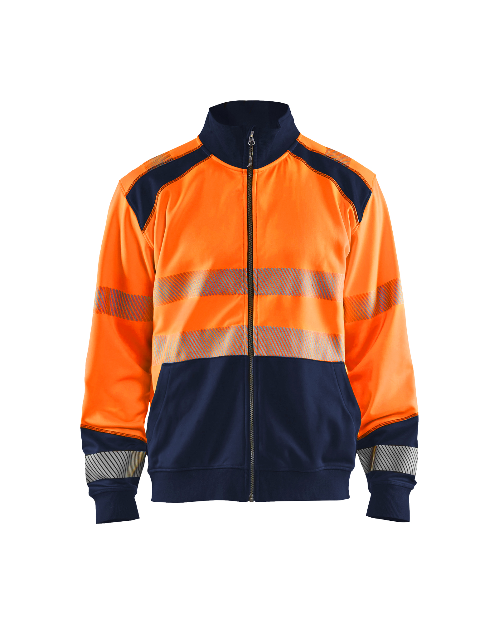 Blåkläder High Vis Sweatshirt full zip - High Vis Orange/Marineblå [5389] / XS