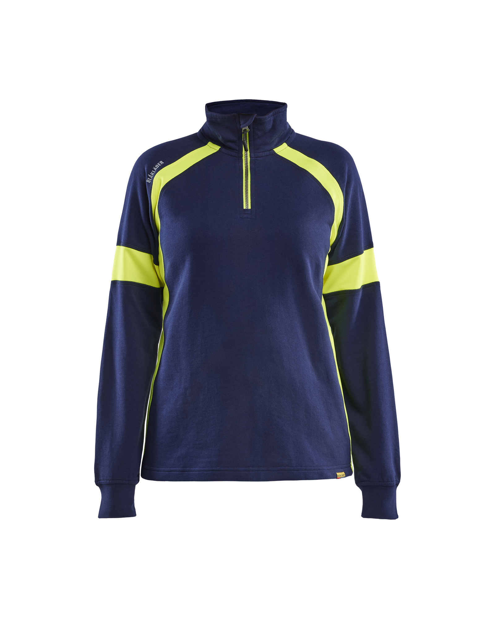 Blåkläder Dame Sweatshirt Half Zip - Marineblå/High Vis Gul [8933] / XS