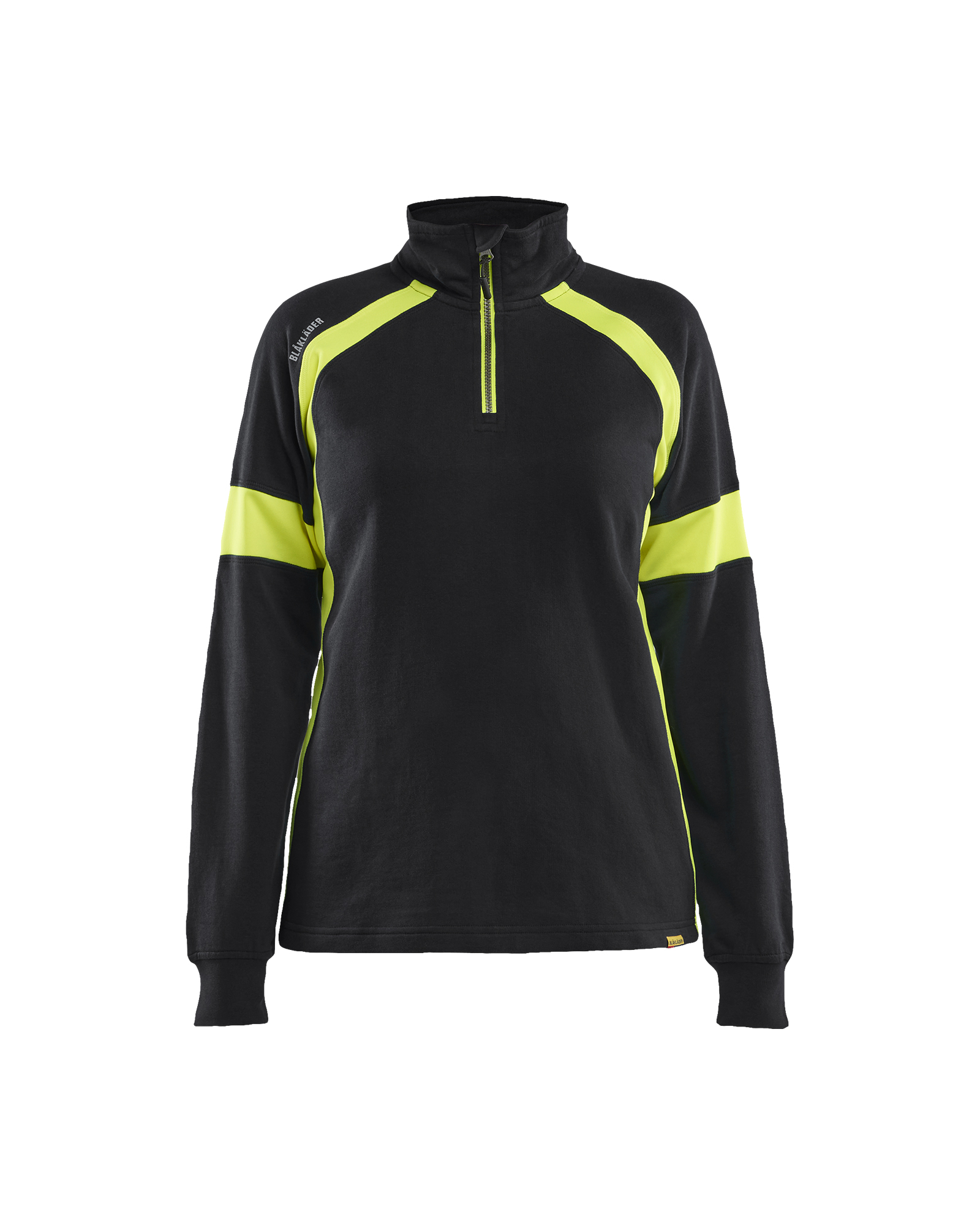 Blåkläder Dame Sweatshirt Half Zip - Sort/High Vis Gul [9933] / XS