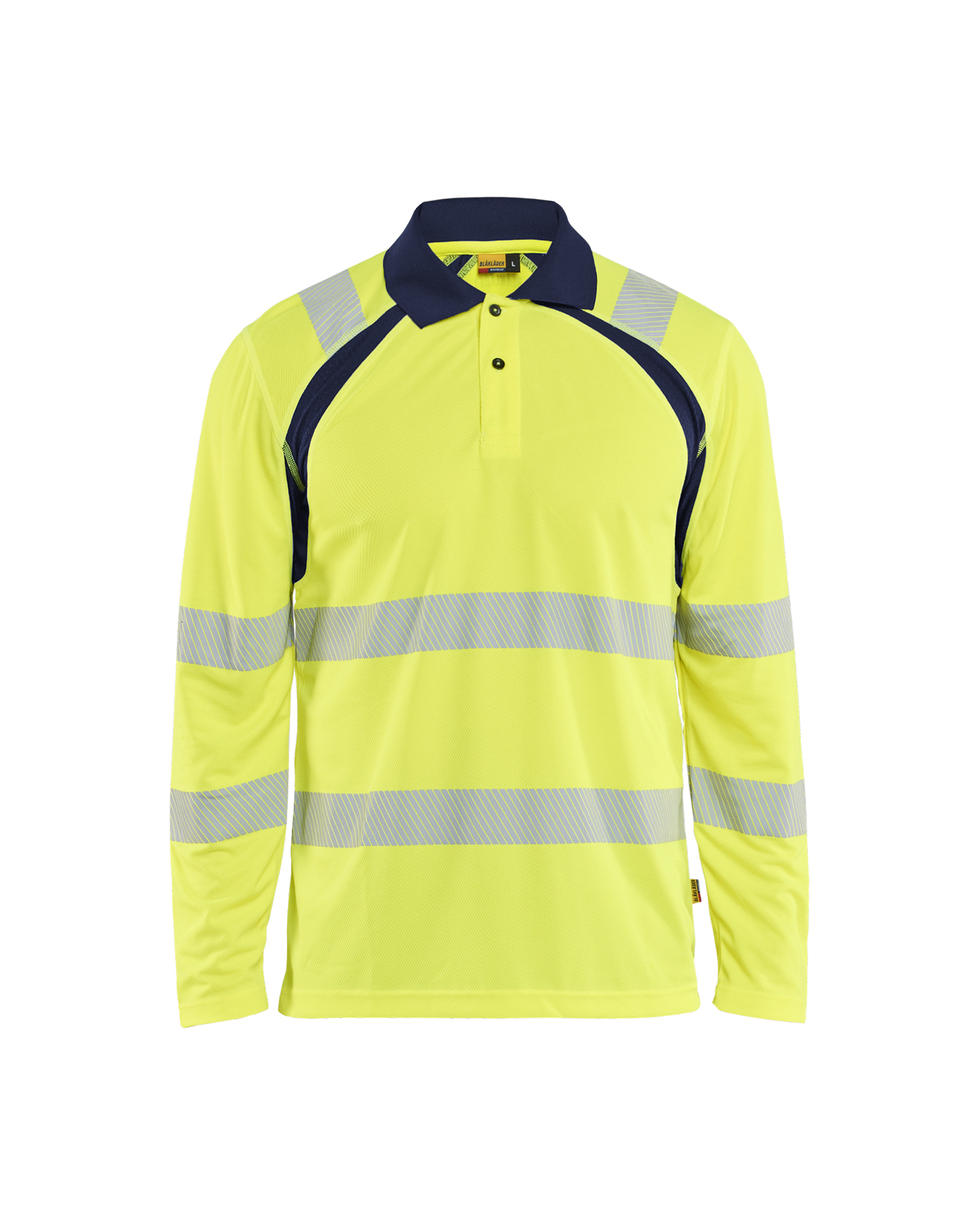 Blåkläder High Vis UV Polo Lang Ærme - High Vis Gul/Marineblå [3389] / XS