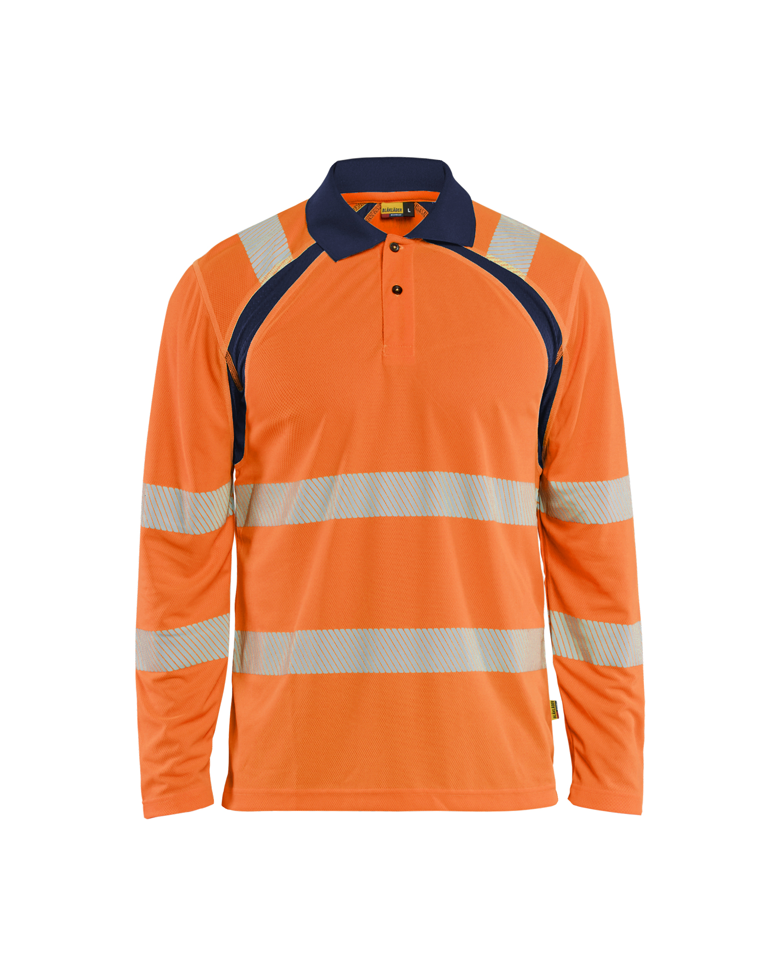 Blåkläder High Vis UV Polo Lang Ærme - High Vis Orange/Marineblå [5389] / XS