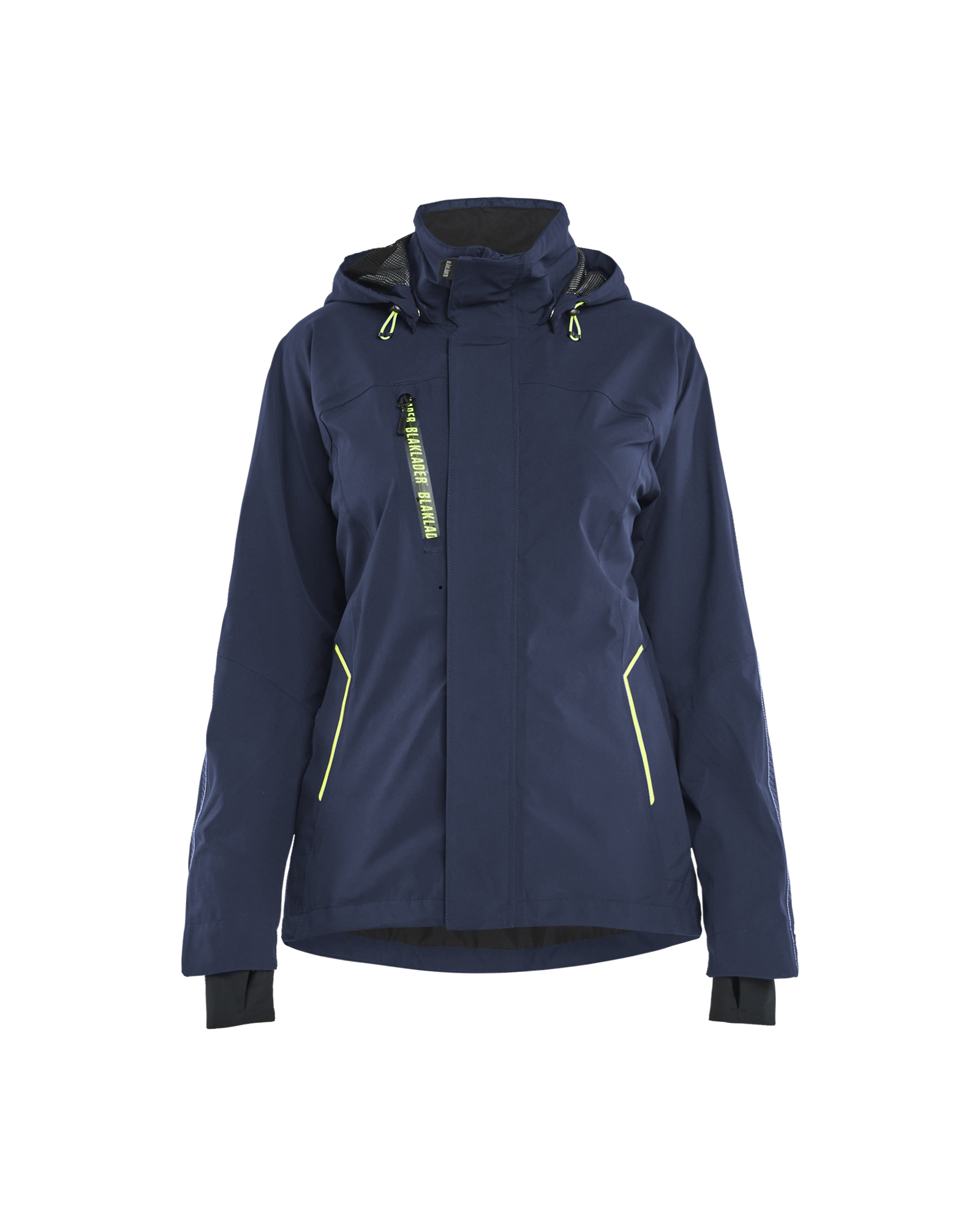Blåkläder Dame Skaljakke 4-vejs Stretch - Mørk Marineblå/High Vis Gul [8633] / XS