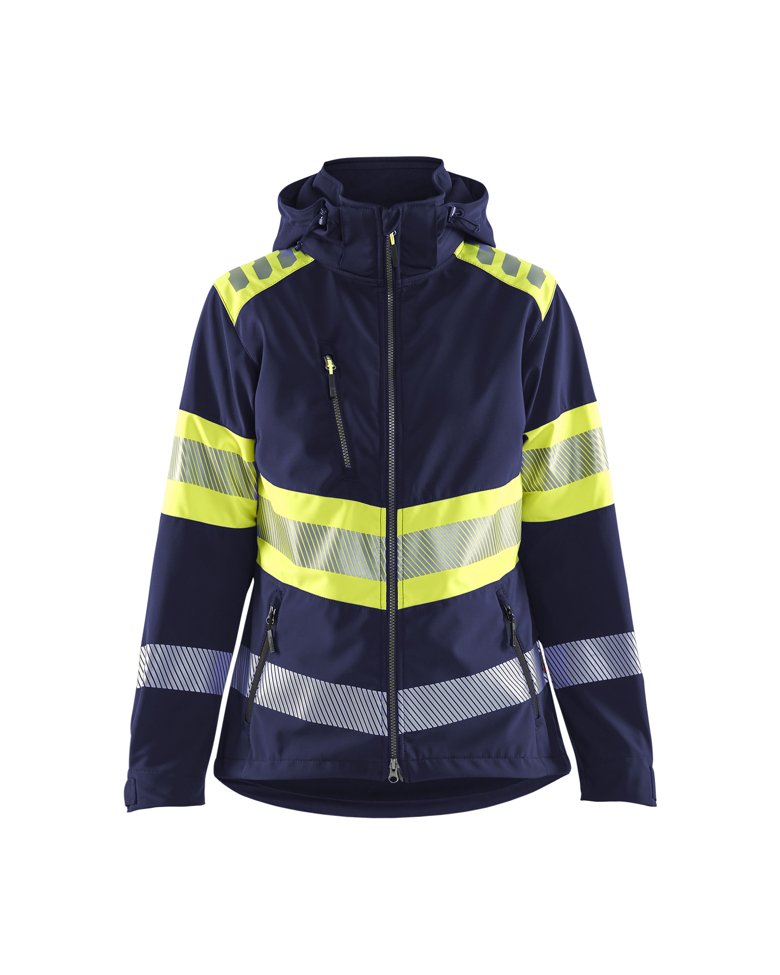 Blåkläder Dame High Vis Softshell Jakke - Marineblå/High Vis Gul [8933] / XS