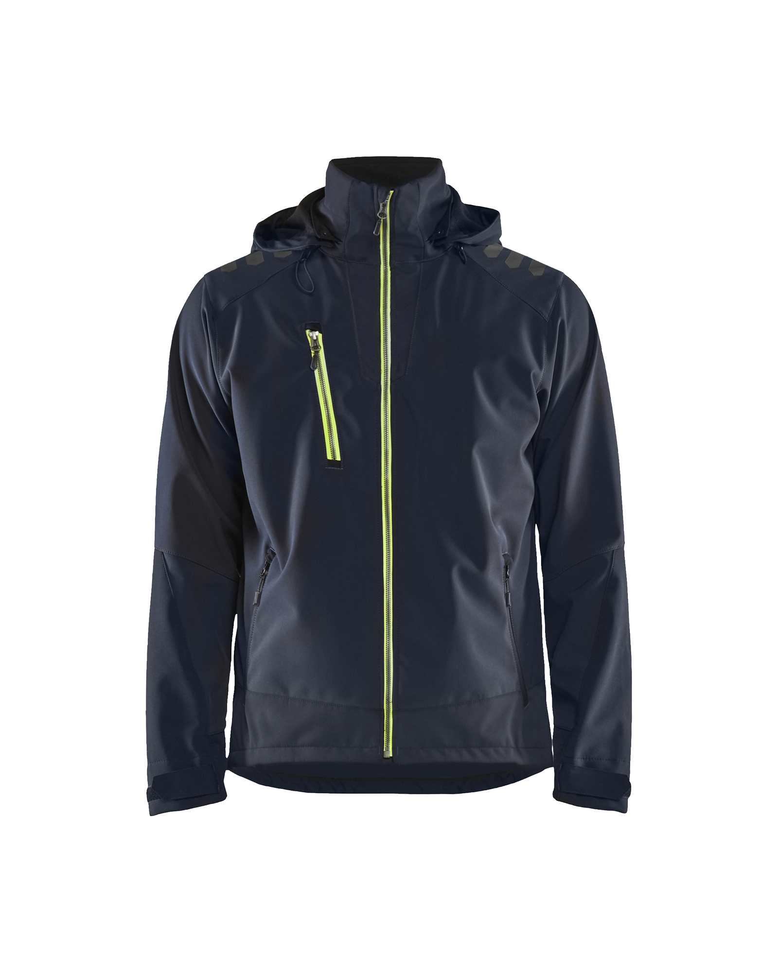 Blåkläder Softshell Jakke - Mørk Marineblå/High Vis Gul [8633] / XS