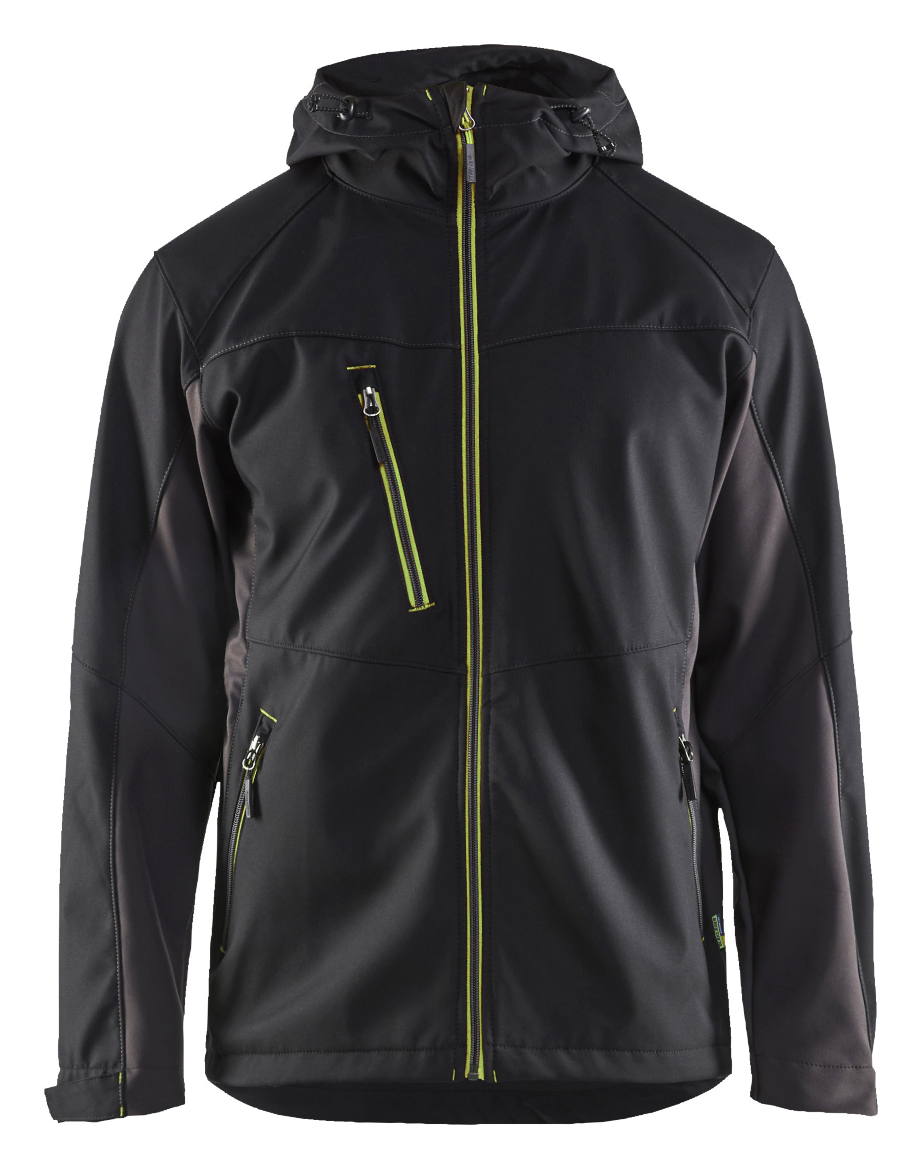 Blåkläder Softshell Jakke med hætte - Sort/High Vis Gul [9933] / XS