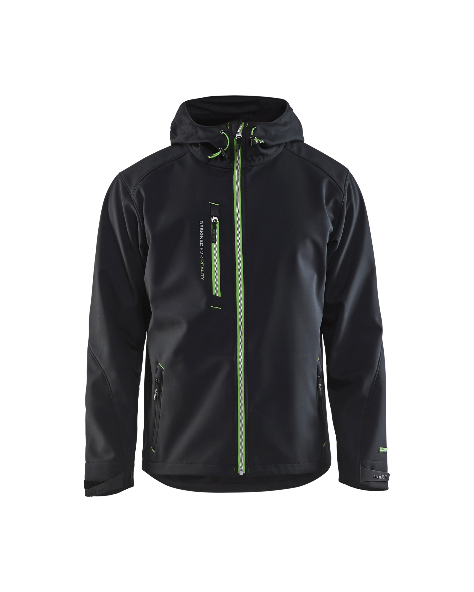 Blåkläder Softshell Jakke med hætte - Sort/Grøn [9942] / XS