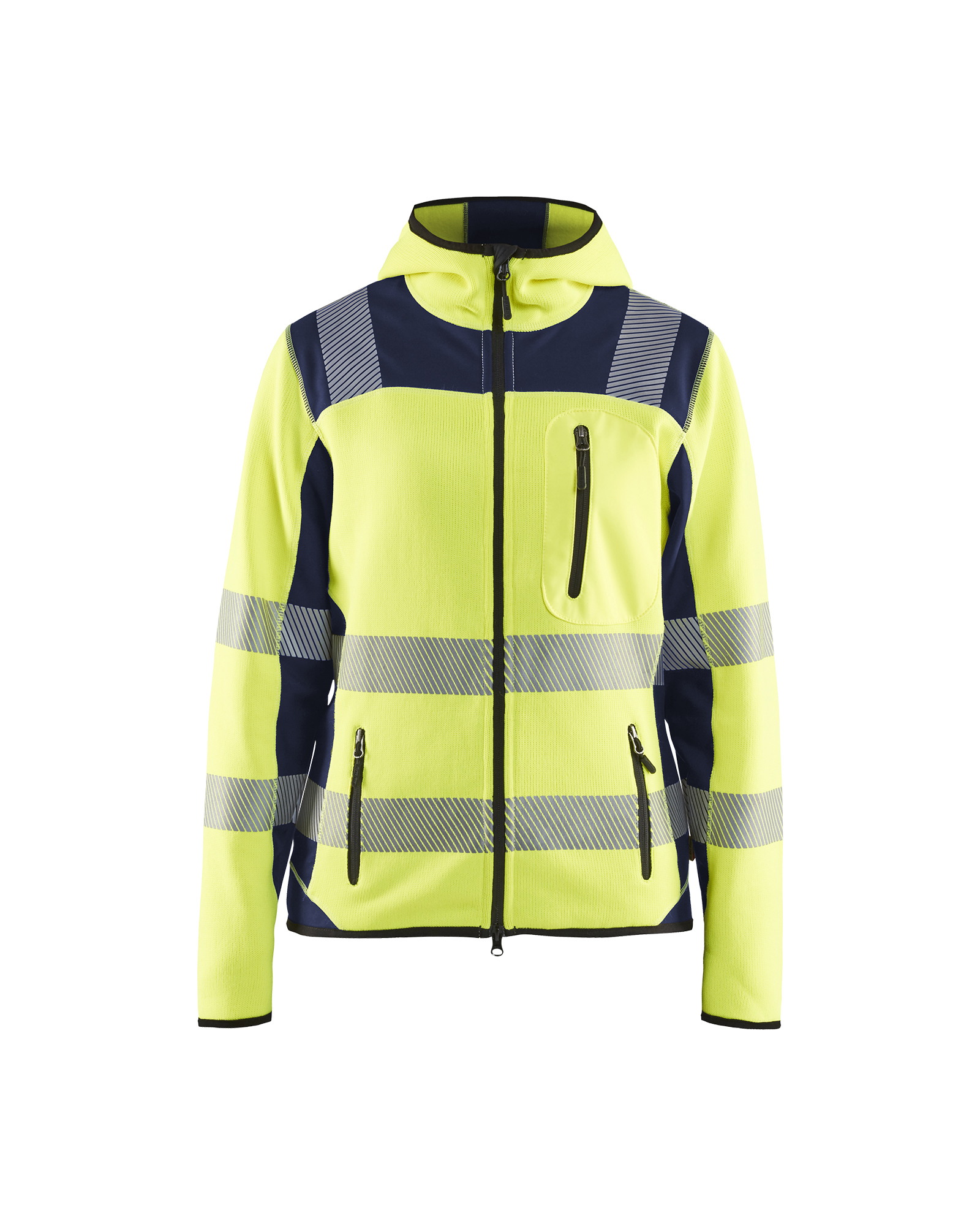 Blåkläder Dame High Vis Strikket Softshell Jakke - High Vis Gul/Marineblå [3389] / XS