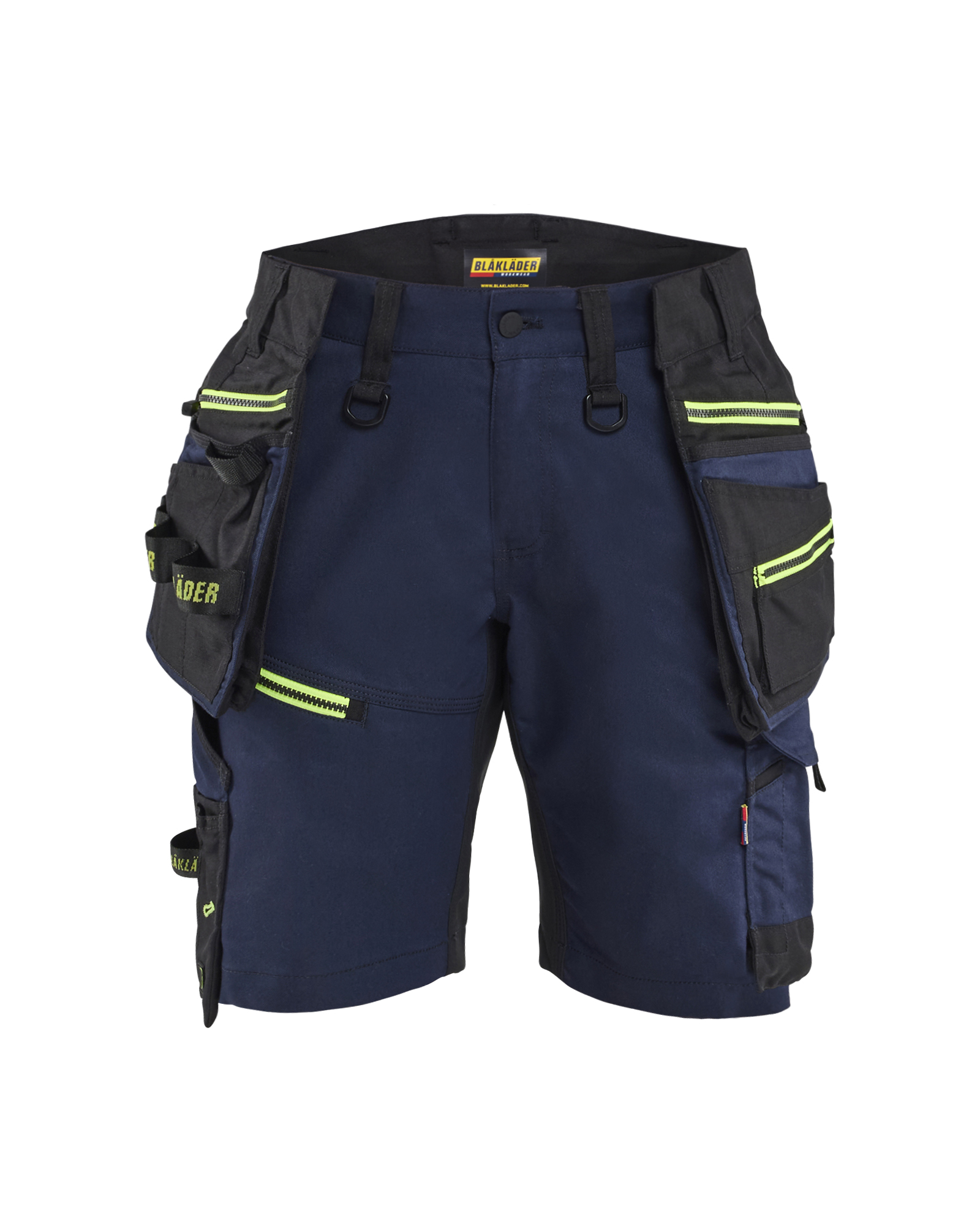 Blåkläder Striker Dame Håndværker Shorts Stretch - Mørk Marineblå/High Vis Gul [8633] / C32